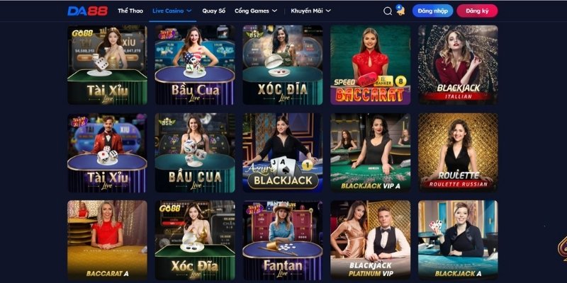 Sảnh casino DA88 đa dạng thể loại trò chơi phục vụ người chơi